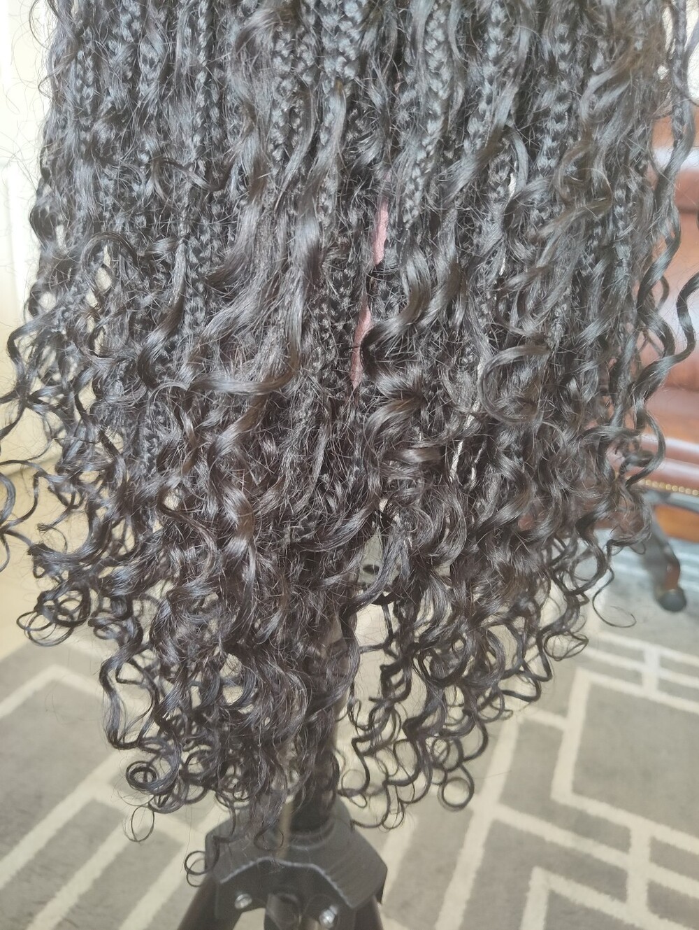 Full Lace 360 Braided Wig Black Human Hair Synthetic Braids Glueless Pre Plucked - Picture 5 of 13
